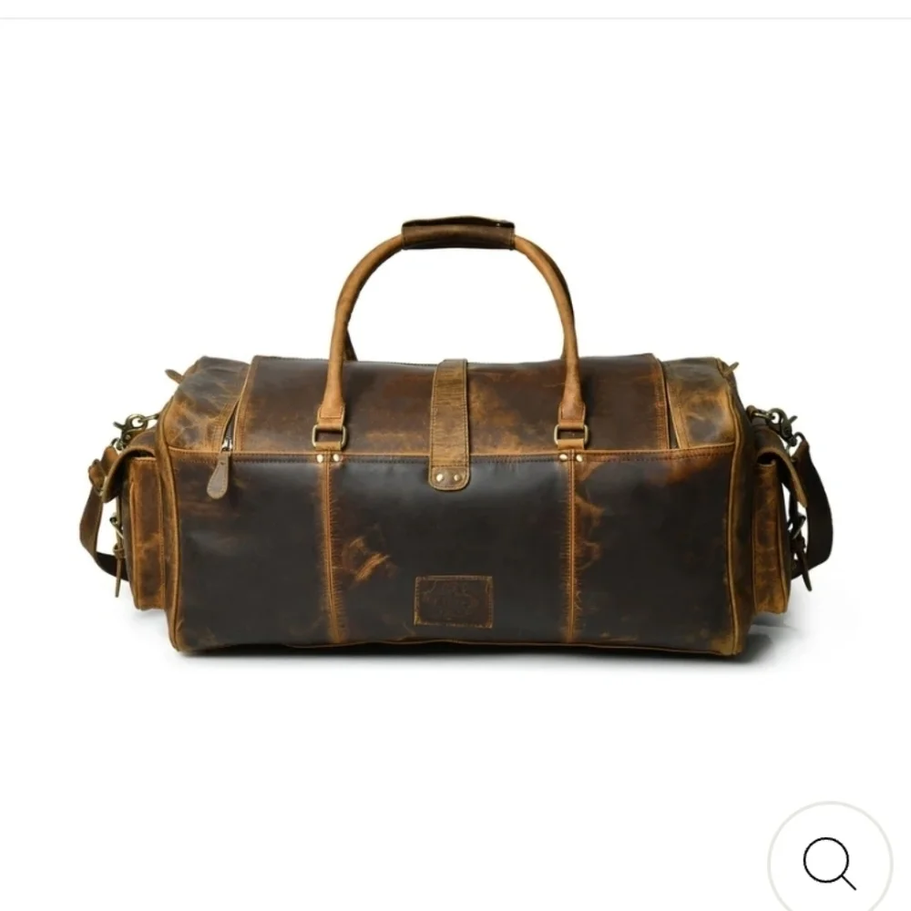Retro Buffalo Leather Duffle Bag - Recondite Sepia by Sam's Buffalo 26 In NWT's